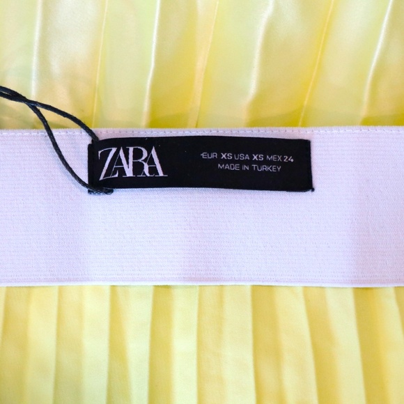 NWT Zara long yellow pleated skirt size XS - Picture 7 of 11
